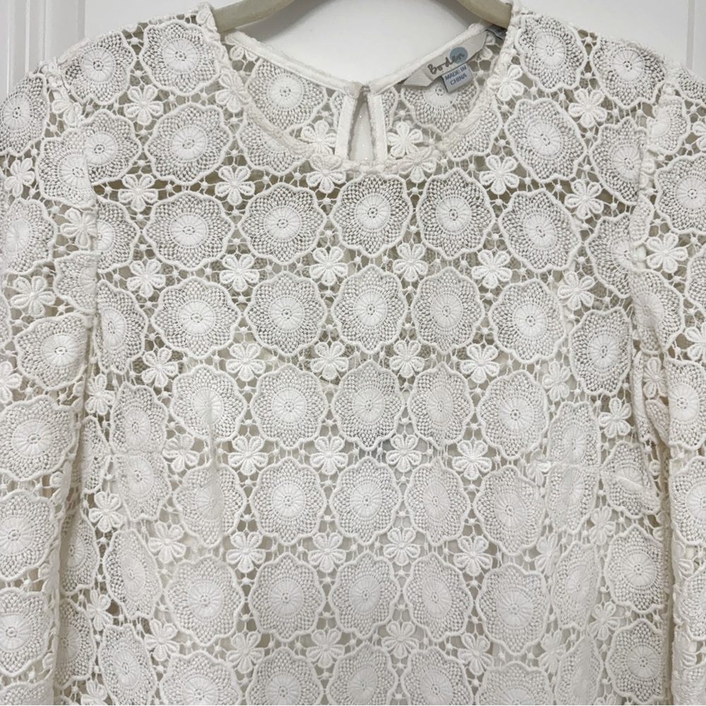 Boden Floral White Lace Long Sleeve Dress 2R - Picture 6 of 11